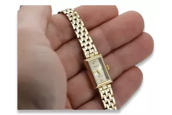 Ceas frumos de damă din aur galben de 14k Geneve Lady Gift lw018y preț mic!