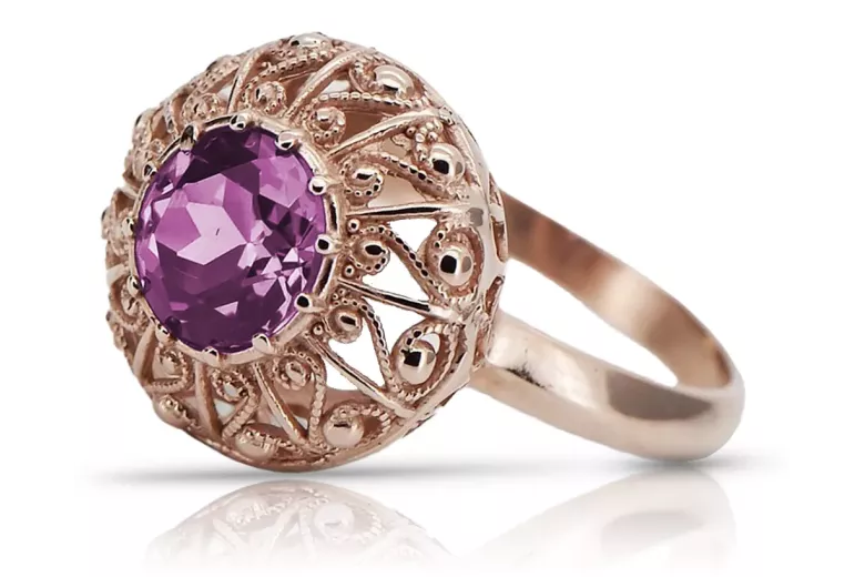 Ring Amethyst Original Vintage 14K Rose Gold Vintage craft vrc059r