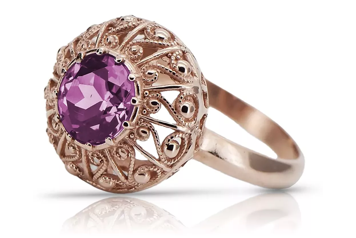 Ring Vintage Schmuck Amethyst Originales Vintage-Roségold aus 14 Karat vrc059r