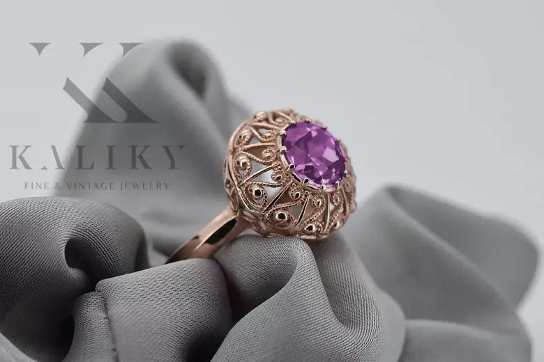 Ring Amethyst Original Vintage 14K Rose Gold Vintage craft vrc059r