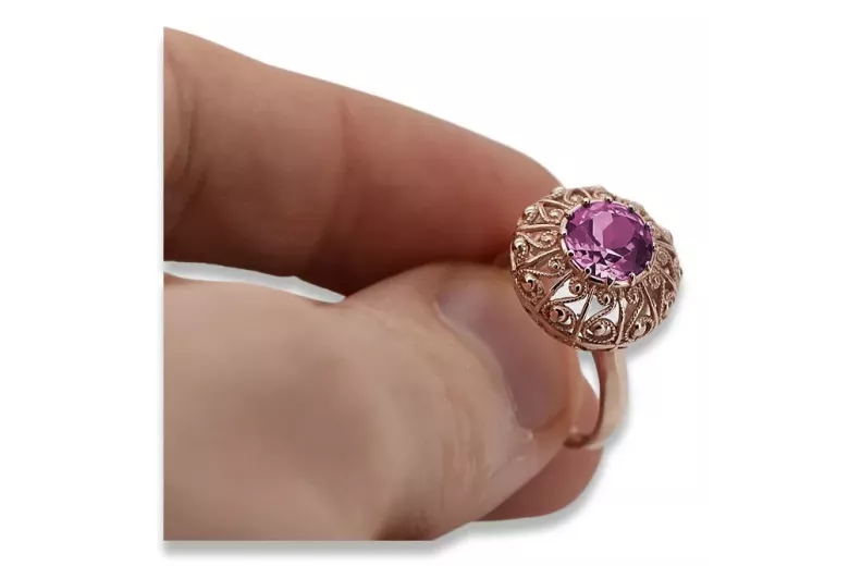 Ring Vintage Schmuck Amethyst Originales Vintage-Roségold aus 14 Karat vrc059r