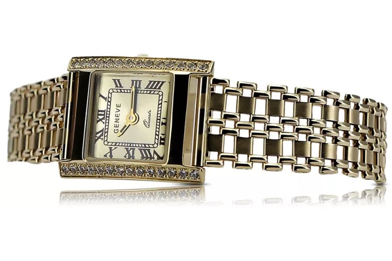 Gold men's watch Geneve ★ zlotychlopak.pl ★ Gold purity 585 333 Low Price!