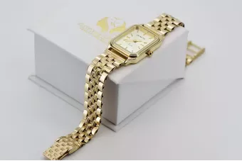 Amarillo 14k 585 oro Lady Reloj de pulsera Geneve lw023y