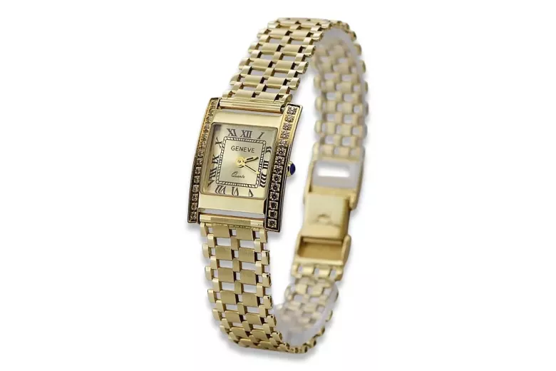 Gold men's watch Geneve ★ zlotychlopak.pl ★ Gold purity 585 333 Low Price!