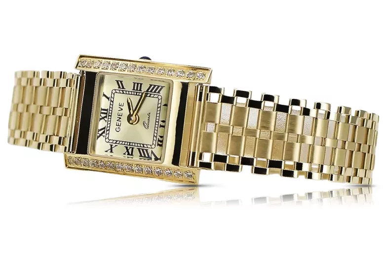 Gold men's watch Geneve ★ zlotychlopak.pl ★ Gold purity 585 333 Low Price!