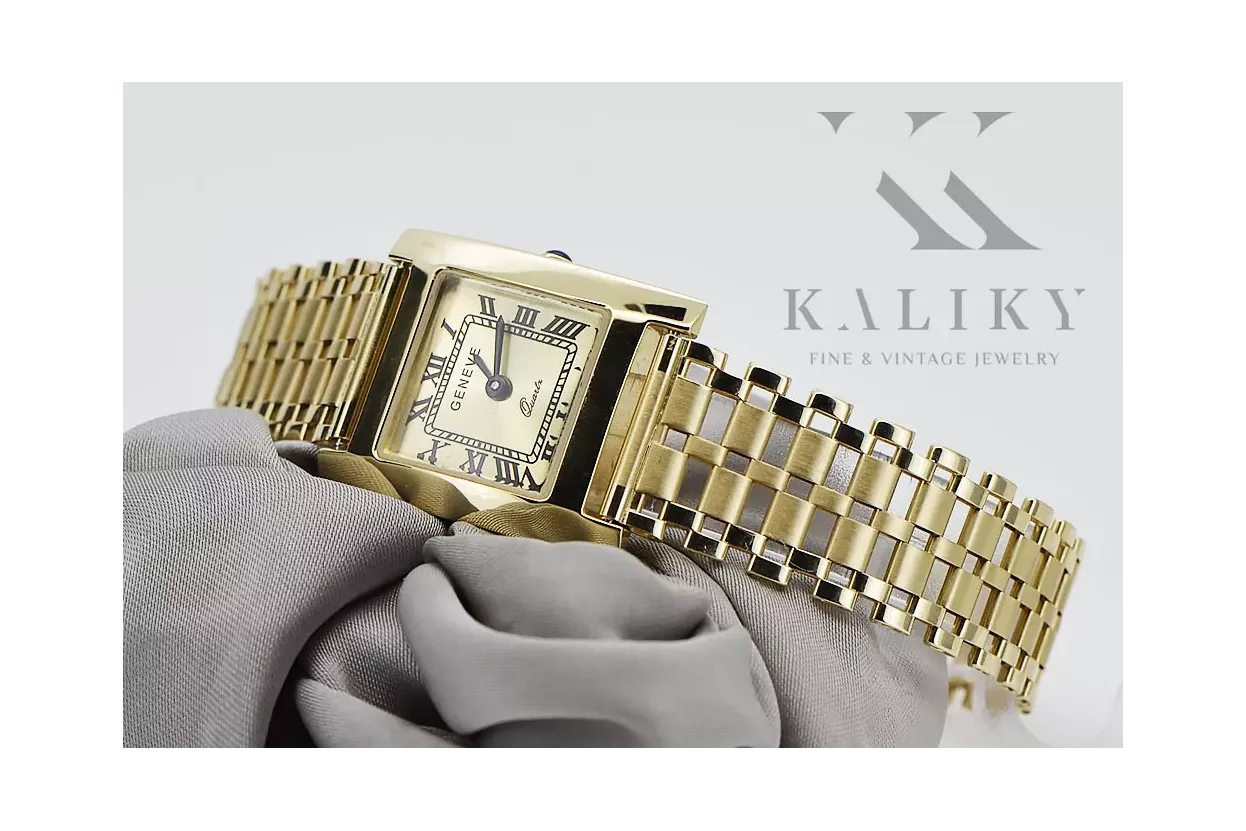 Gold men's watch Geneve ★ zlotychlopak.pl ★ Gold purity 585 333 Low Price!