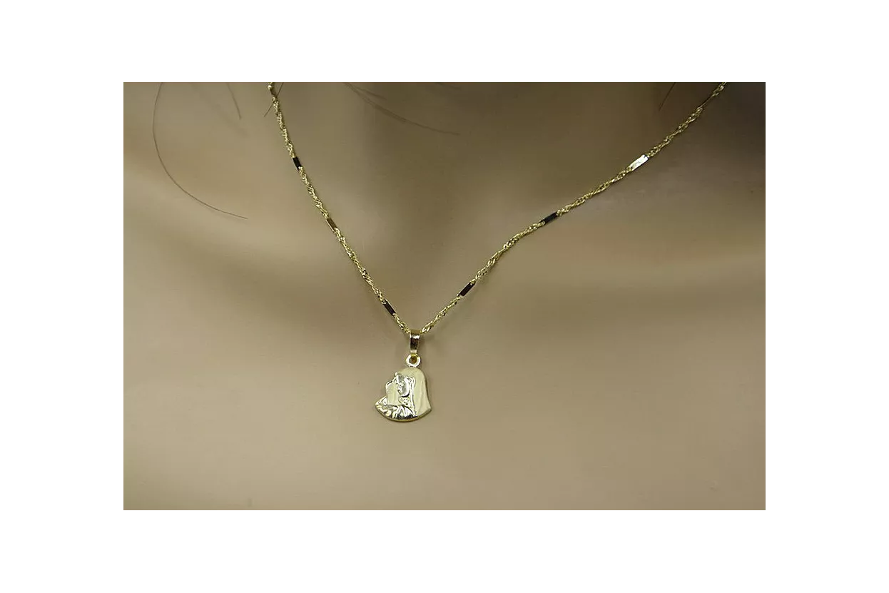 Medalionul Maicii Domnului şi lanţul de aur cu tăietură de diamant de 14k pm004y14&cc012y45