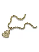 Mère de Dieu vierge Mary 14k or pendentif & Corda chain pm004y14έcc019y