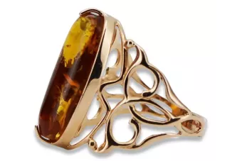 Rose 14k 585 or amber bague vrab003 Russe Vintage bijoux style