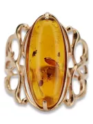 Russian rose Soviet pink USSR red 585 583 gold amber ring vrab008