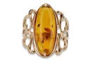 Russian rose Soviet pink USSR red 585 583 gold amber ring vrab008