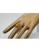 Russischer Rosé-Sowjet-Ring aus der UdSSR, rot, 585 583 Gold, Bernstein vrab008