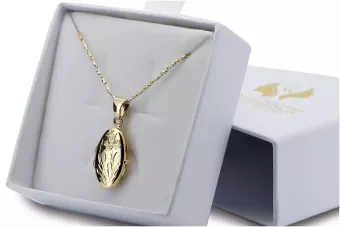 Jaune 14k or beau pendentif ovale pour boîte d'image cpn021y