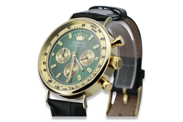 Жовтий 14k 585 золотий чоловічий годинник Geneve mw012y-gr