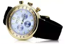 Amarillo 14k 585 oro hombre hermoso reloj Geneve mw012y-bl azul esfera azul