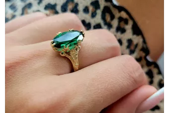 Vintage gelb 14k solid gold Emerald majestätischer ring vrc084 Vintage!