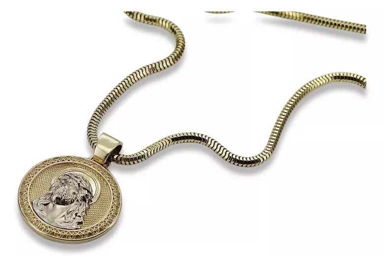 Jezus medallion & 14k gold rope chain pj005yw20&cc020y50