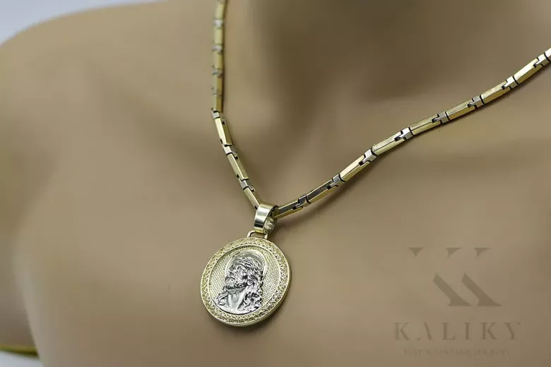 Jezus medallón de oro de 14 k cadena de martillo pj005yw20