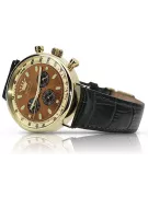 Жовтий 14k 585 золотий чоловічий годинник Geneve mw012y-br