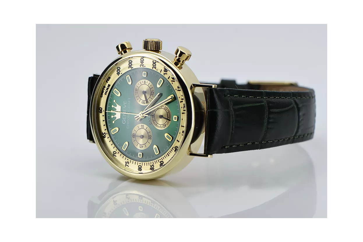 Жълт 14k 585 златен мъжки часовник Geneve mw012y-gr