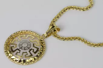 14k Colgante griego de oro con cadena de anclaje cpn020y recíprocacc036y45c m