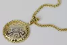 14k Gold greek pendant with Anchor chain cpn020y&cc036y45cm