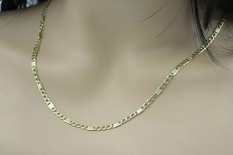 Italian yellow 14k gold hollow Figaro greek chain cc083y