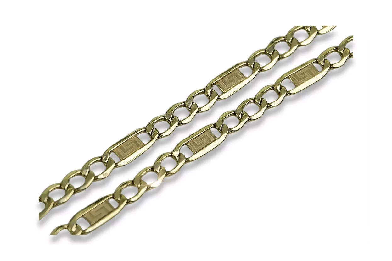 Italian yellow 14k gold hollow Figaro greek chain cc083y