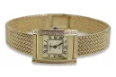 14K Gold Women's Watch, Rectangular, Italian, Cyrkonia