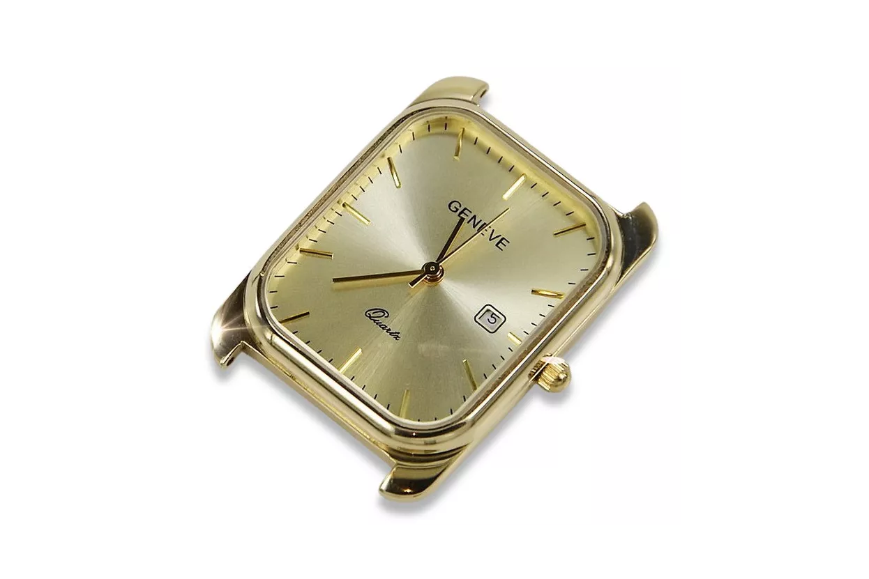 Gold men's watch Geneve ★ zlotychlopak.pl ★ Gold purity 585 333 Low Price!