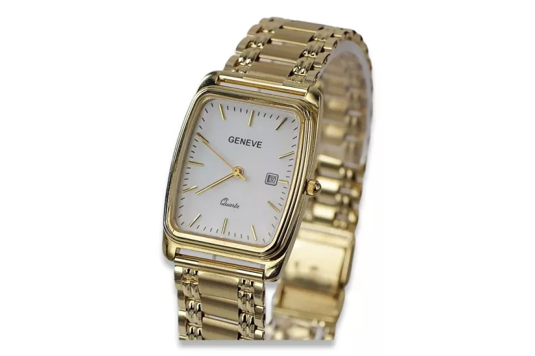 Gold men's watch Geneve ★ zlotychlopak.pl ★ Gold purity 585 333 Low Price!