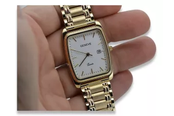 желтые 14k 585 золотые мужские часы Geneve mw001ydw&mbw009y