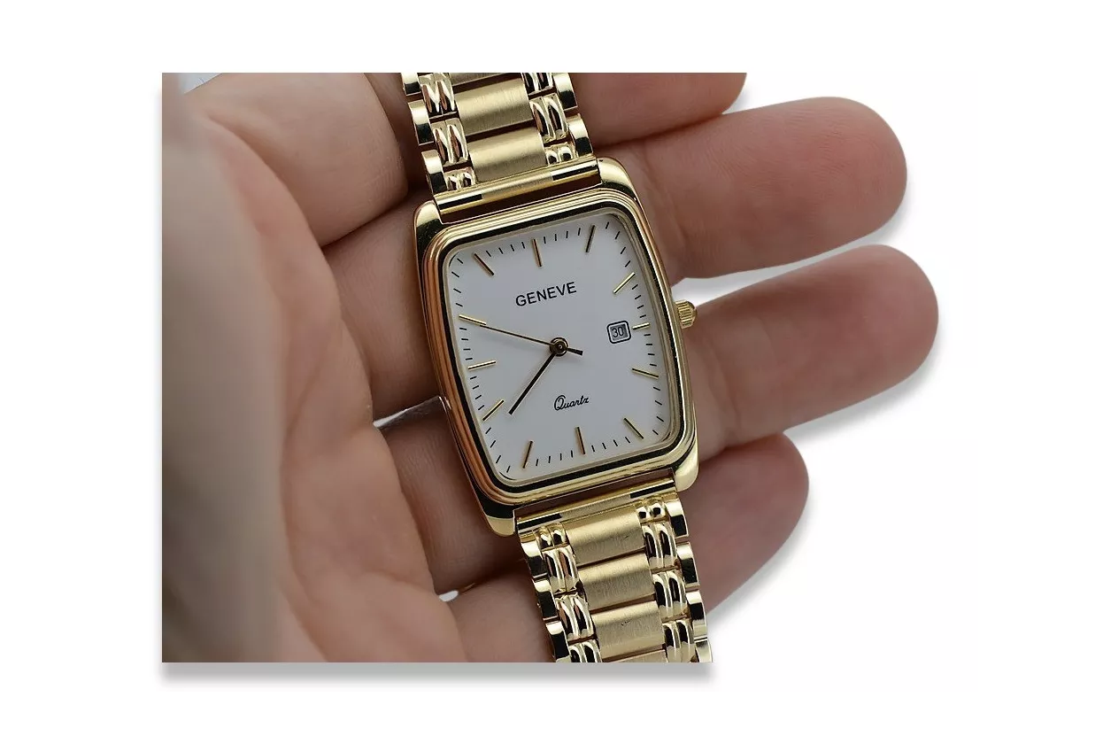 Gold men's watch Geneve ★ zlotychlopak.pl ★ Gold purity 585 333 Low Price!