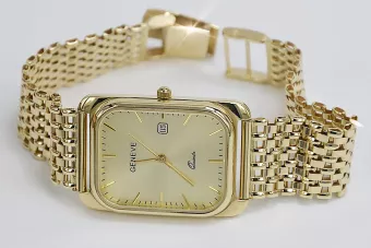 Amarillo reloj de oro de 14k hombres con pulsera Geneve mw001ydemw004y