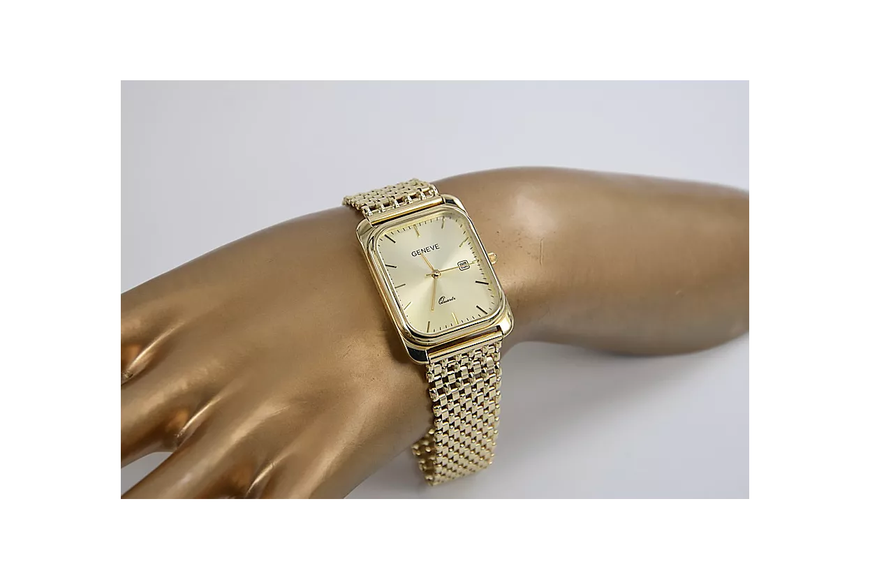 Gold men's watch Geneve ★ zlotychlopak.pl ★ Gold purity 585 333 Low Price!