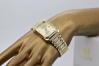 Ceas de Aur 14k Bărbătesc Dreptunghiular, Quartz Italian