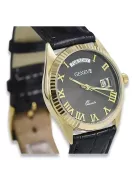 Montre Homme Or 14k, Cadran Noir, Quartz, 41mm