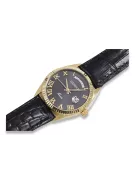 Ceas de Aur 14k pentru Bărbați, Cadran Negru, Quartz, 41mm