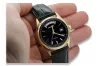 Yellow 14k gold men's women's Geneve watch mw013ydbc black dial