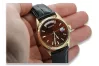 Yellow 14k gold men's women's Geneve brown dial watch mw013ydbr