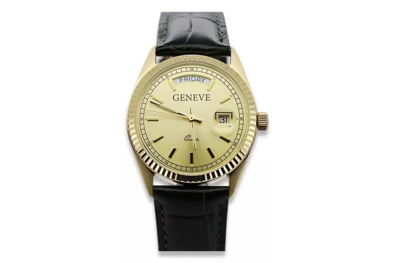 Gold Men's Watch Geneve ★ Zlotychlopak.pl ★ Gold Reinheit 585 333 niedriger Preis!