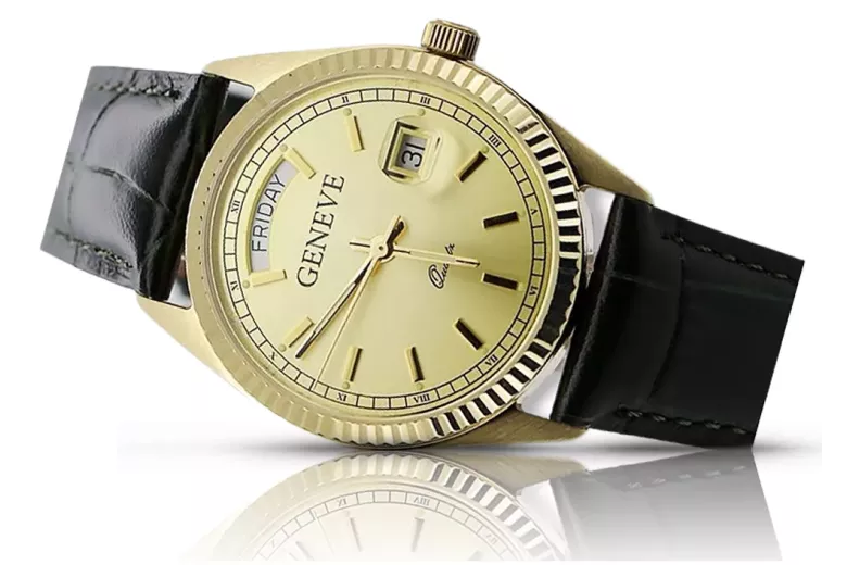 Reloj para hombres de oro Geneve ★ https://zlotychlopak.pl/es/ ★ Pureza de oro 585 333 Precio bajo!