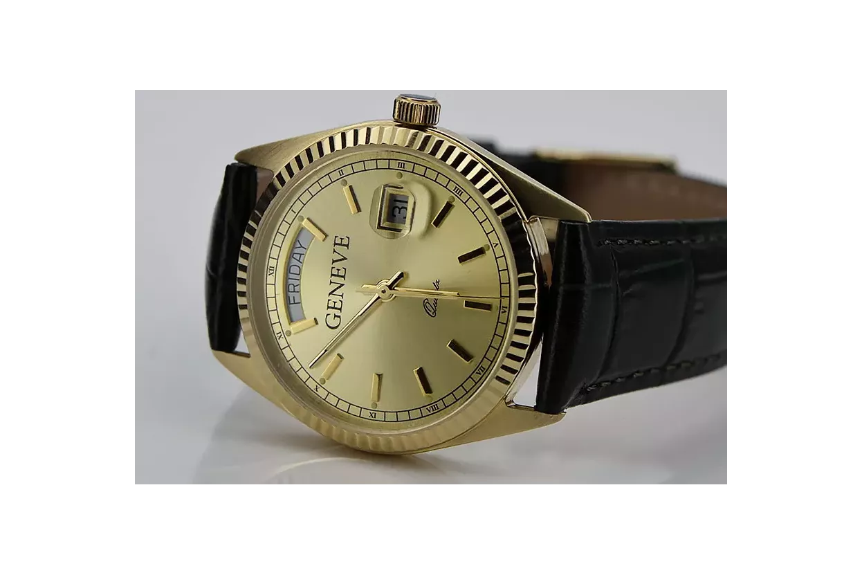 Reloj para hombres de oro Geneve ★ https://zlotychlopak.pl/es/ ★ Pureza de oro 585 333 Precio bajo!