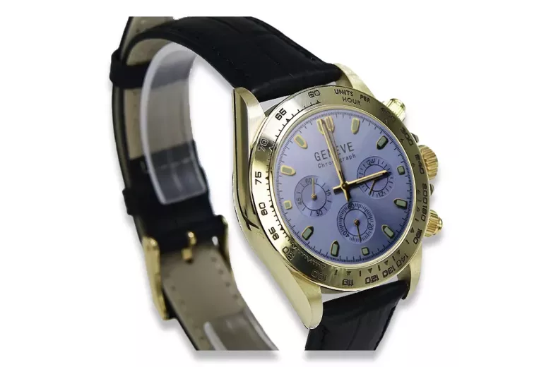 Gold men's watch Geneve ★ zlotychlopak.pl ★ Gold purity 585 333 Low Price!