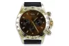 Yellow 14k 585 gold men's Geneve brown dial watch mw014ydbr