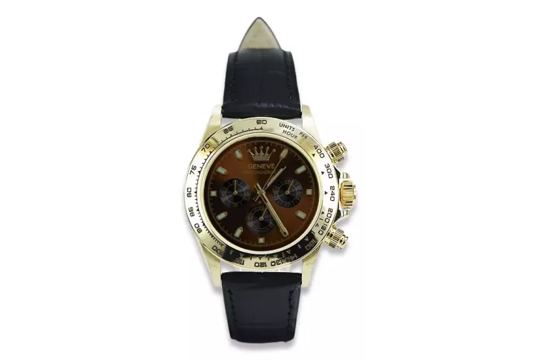 Gold men's watch Geneve ★ zlotychlopak.pl ★ Gold purity 585 333 Low Price!