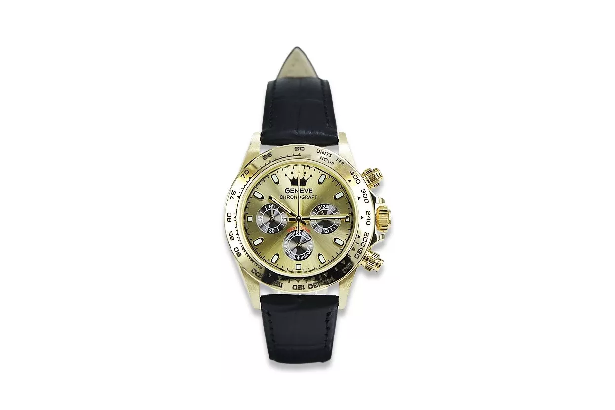 Gold men's watch Geneve ★ zlotychlopak.pl ★ Gold purity 585 333 Low Price!