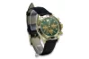 Reloj Geneve de oro amarillo de 14k 585 para hombre estilo Rolex con esfera verde mw014ydgr