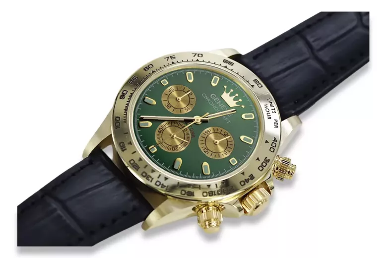 Gold men's watch Geneve ★ zlotychlopak.pl ★ Gold purity 585 333 Low Price!