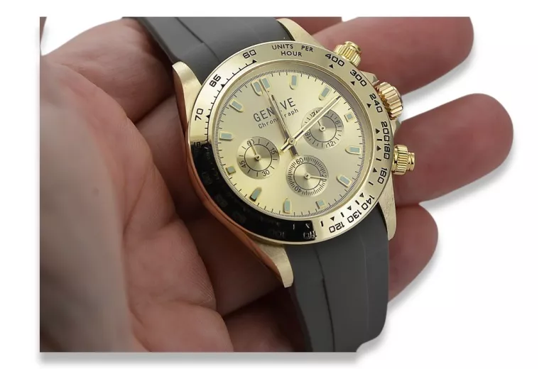 Amarillo 14k 585 oro hombre reloj Geneve mw014ydy